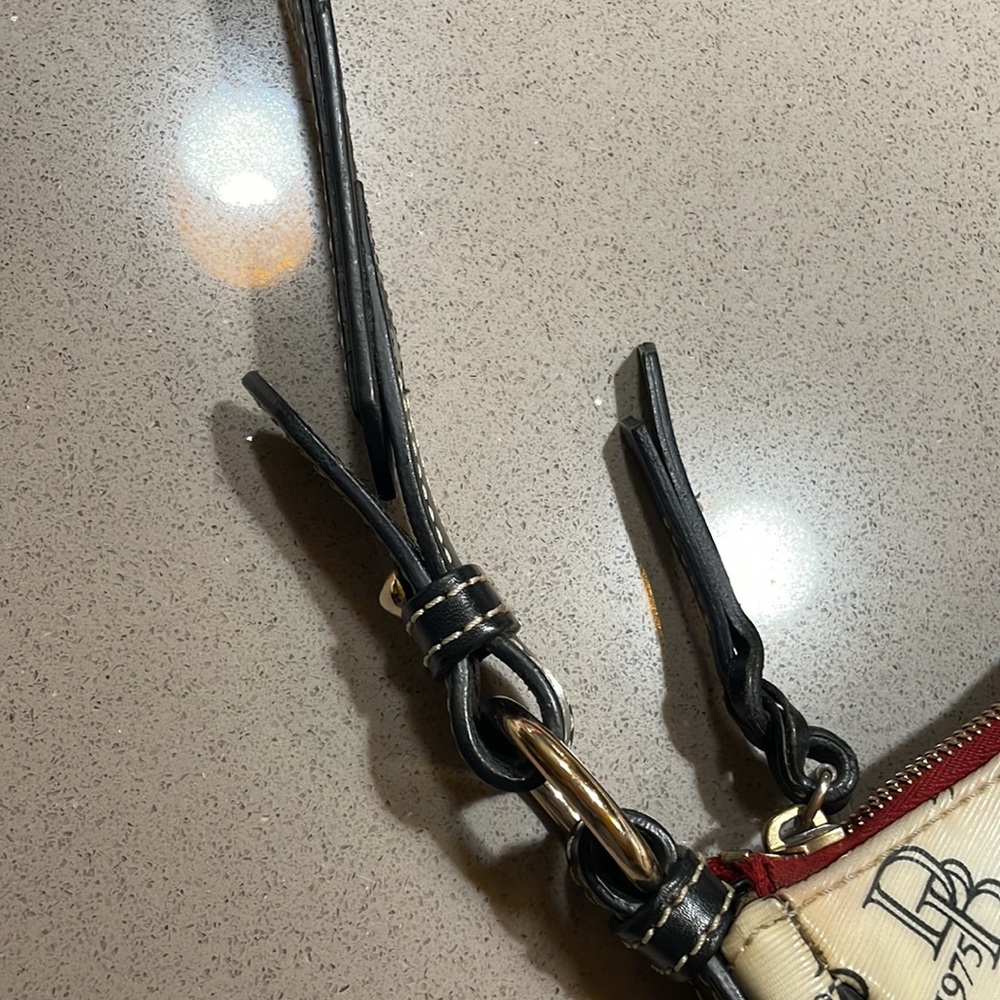 Dooney & Bourke Black and White Logo Shoulder Bag and black canvas tote bundle - Picture 7 of 16